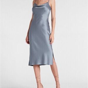 Satin Cowl Neck Midi Slip Dress